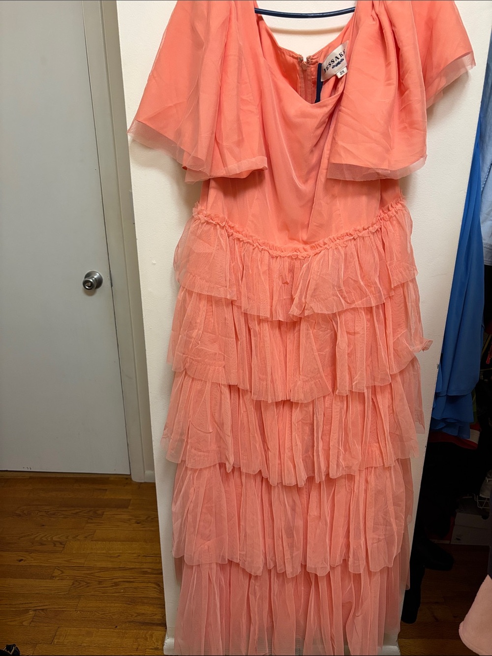 JessaKae Coral Tiered Ruffle Maxi Dress